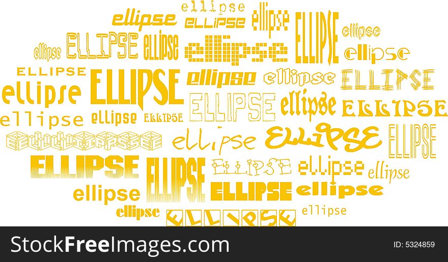 Shape of ellypse made of words ellypse. Shape of ellypse made of words ellypse