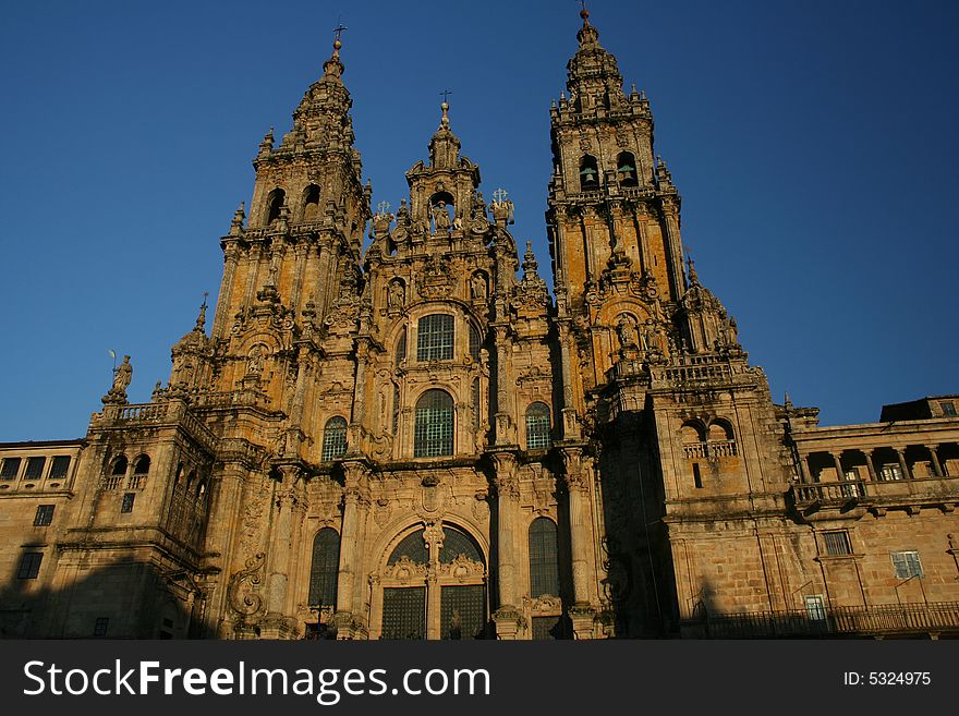 The huge Santiago of Compostela impressive cathedral