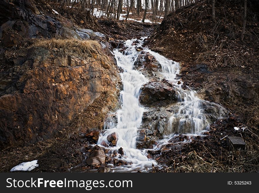 Waterfall on a mountain side