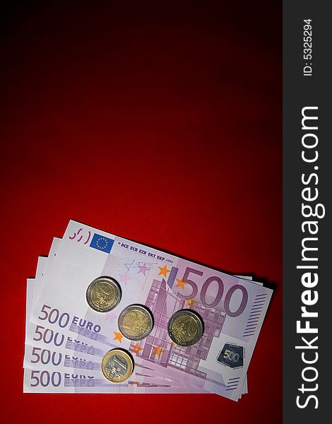 Money on red, euro, coin