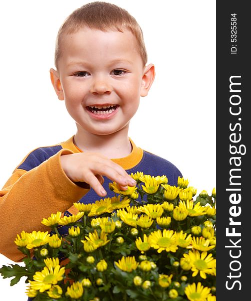 The child with yellow flowers