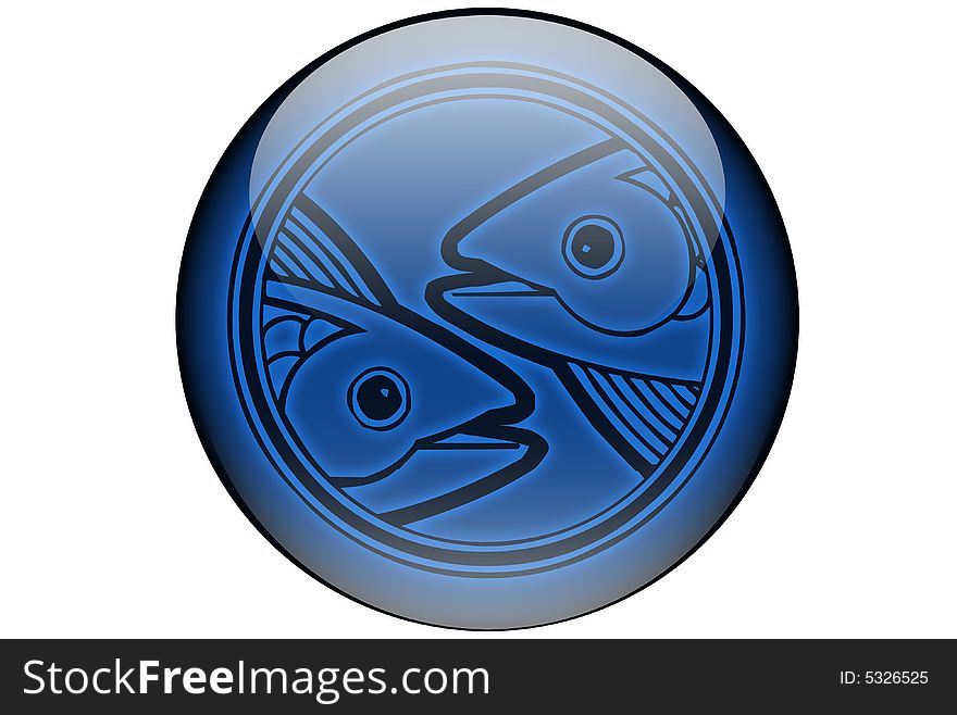 The pisces sign of the zodiac isolated on a white background. The pisces sign of the zodiac isolated on a white background