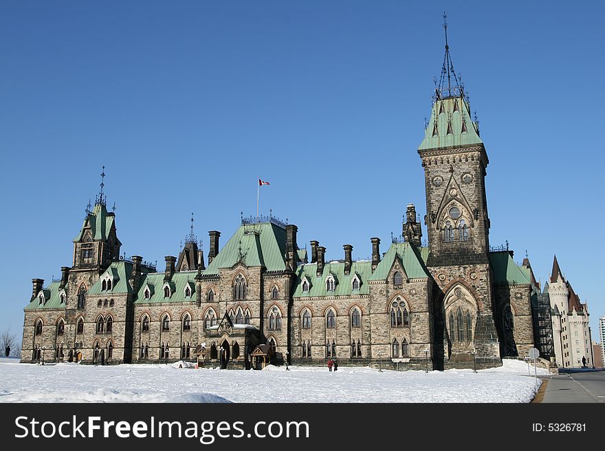 East Block Of Parliament Hill In Winter