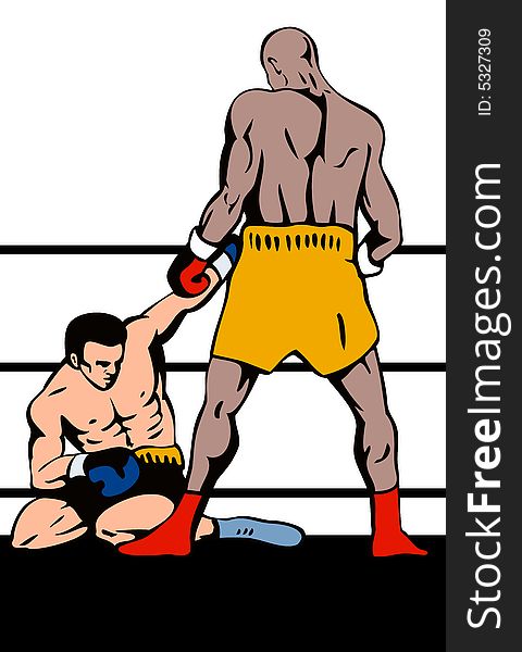 Vector art of a Boxer standing over challenger
