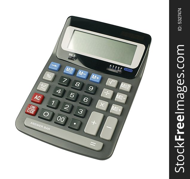 Calculator isolated on white background - XXL file captured in studio with a 21 megapixel camera