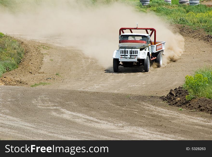 Lorry in competition in rally off-road. Lorry in competition in rally off-road