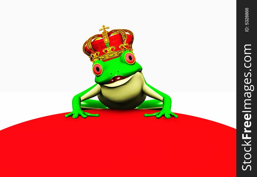 A frog with a crown on his head ready to turn into a prince. A frog with a crown on his head ready to turn into a prince.