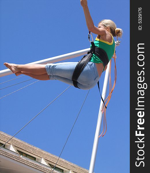 Jumping girl having a lot of fun