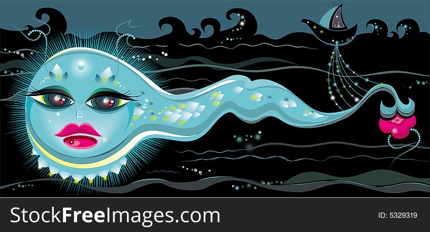 Vector illustration of magical water dragon. To see similar, please VISIT MY GALLERY.