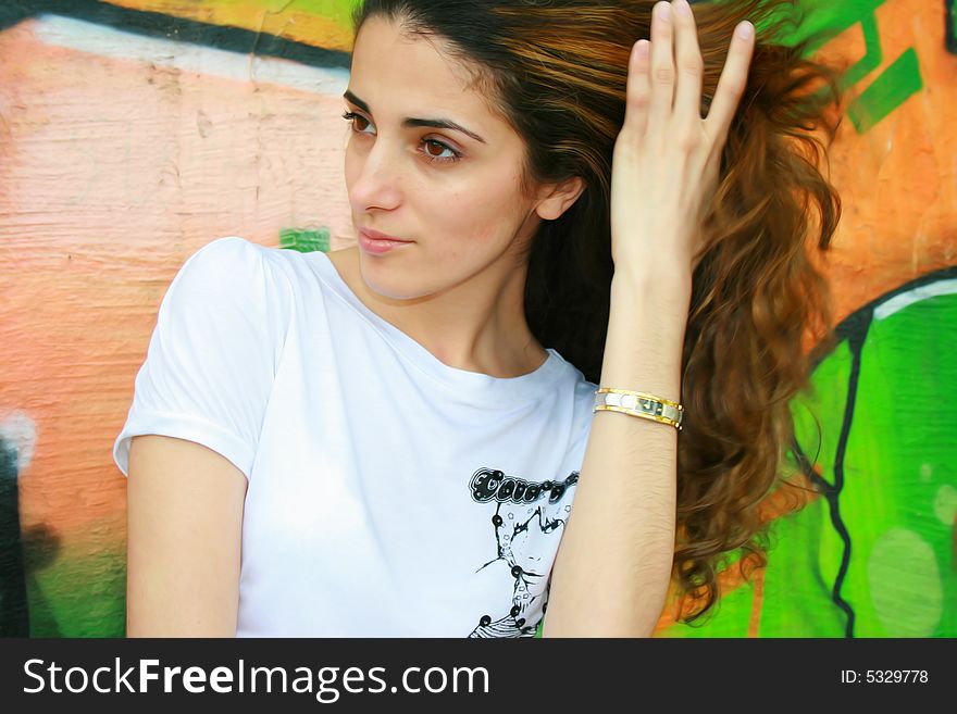Woman young and bright background