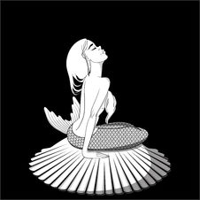 Mermaid Sitting On Seashell Vector Illustration Royalty Free Stock Image