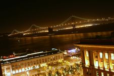 Bay Bridge At Night Royalty Free Stock Image Bay Bridge At Night Royalty Free Stock Image