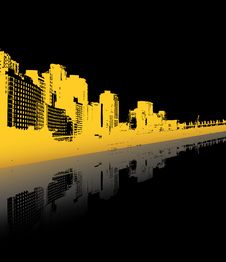 City Reflected In The Water. Royalty Free Stock Images