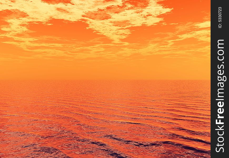 Beautiful sea and sky at sunset - digital artwork. Beautiful sea and sky at sunset - digital artwork