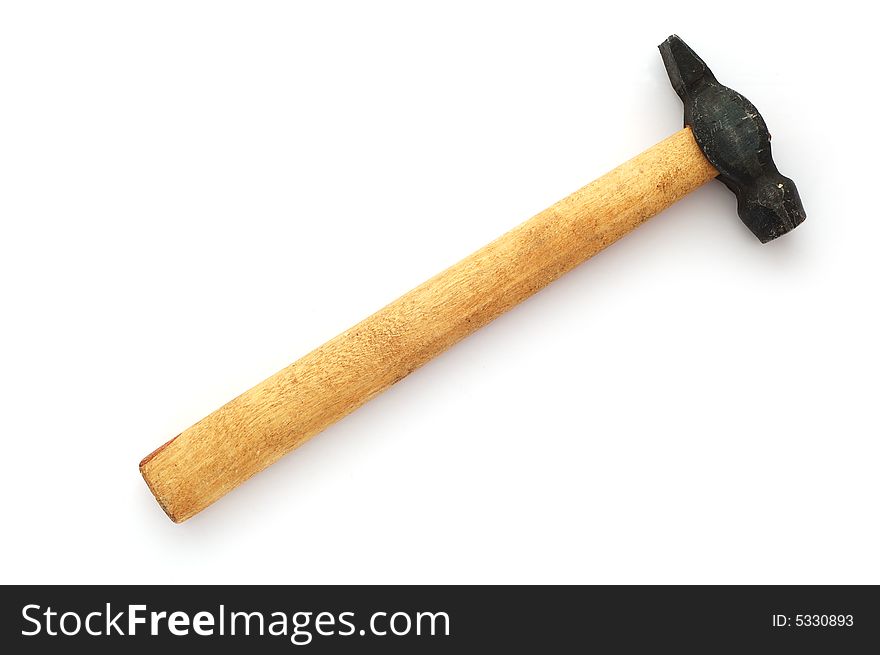 Hammer with wooden handle on the white background. Hammer with wooden handle on the white background.