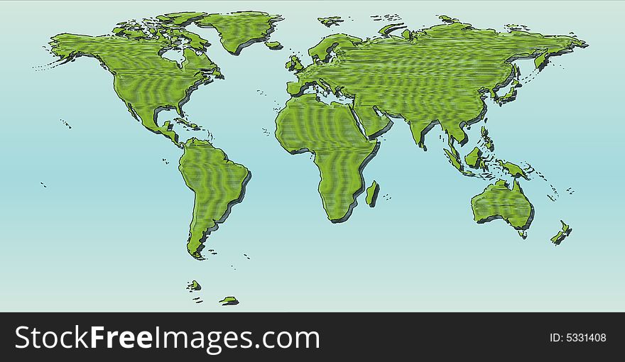 A vector illustrated world map, scalable to any size.