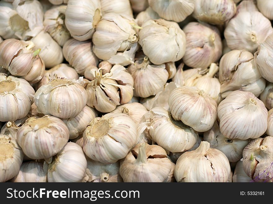 A background full of garlic