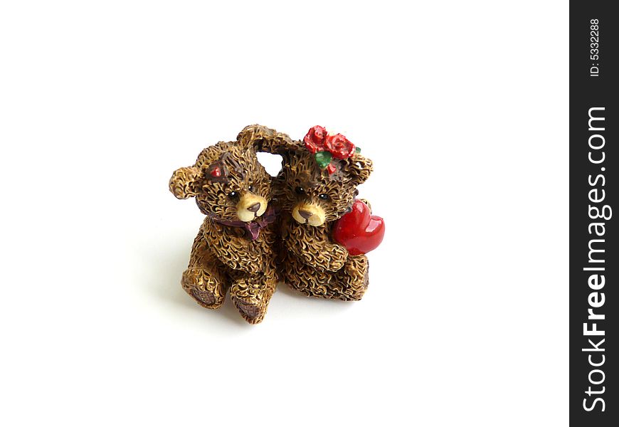 Two decorative bears isolated on the white