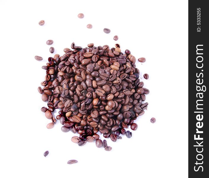 Coffee beans, macro isolated on the white background. Coffee beans, macro isolated on the white background