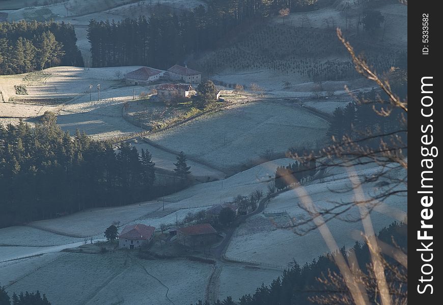 The pays basque countryside scenery in Winter