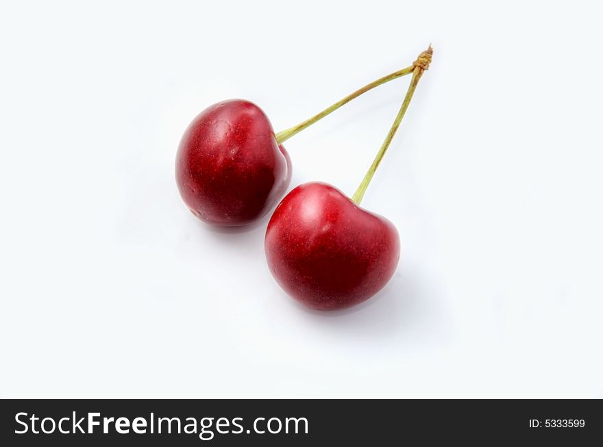 Berries of a sweet cherry isolated on a white backgound