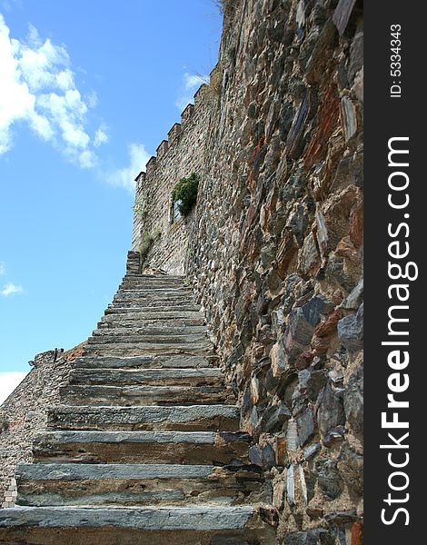 Detail from stairs to tower of portuguese castle. Detail from stairs to tower of portuguese castle