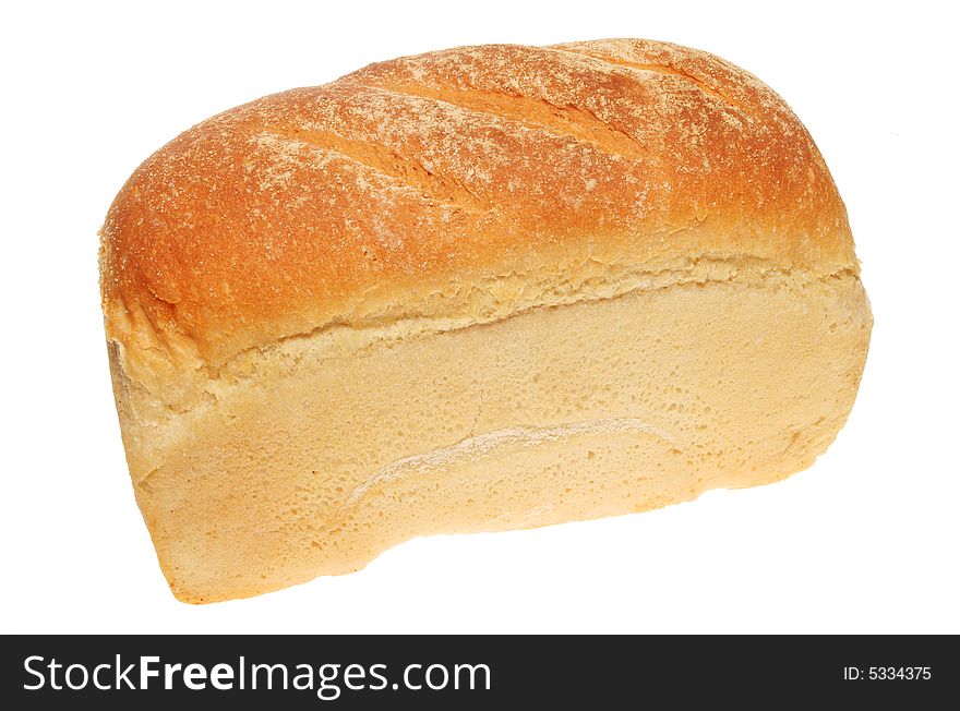 Crusty loaf of bread isolated on white
