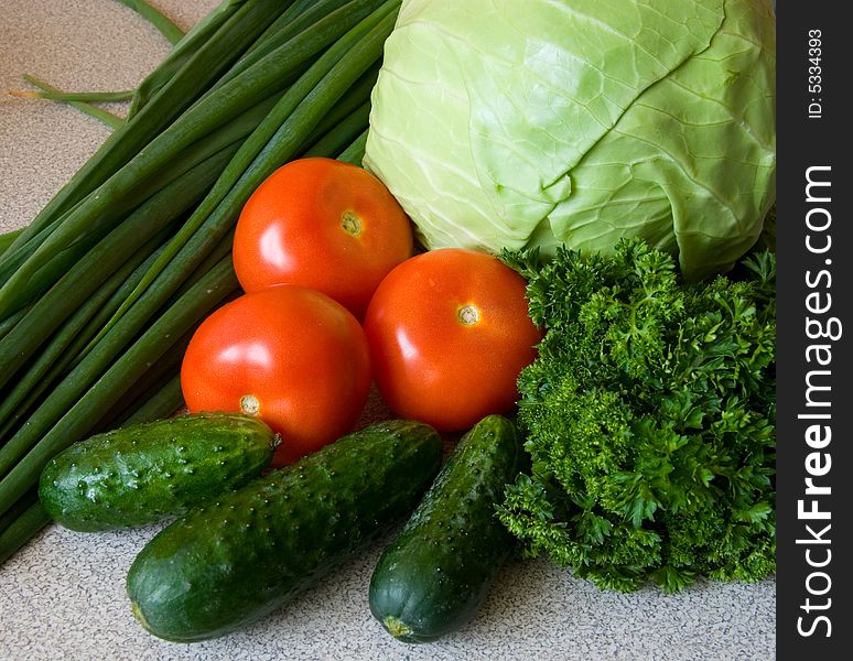 Vegetables for the spring salad