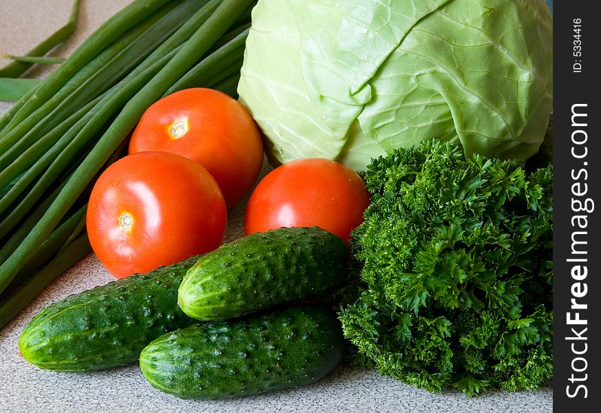 Vegetables for the spring salad