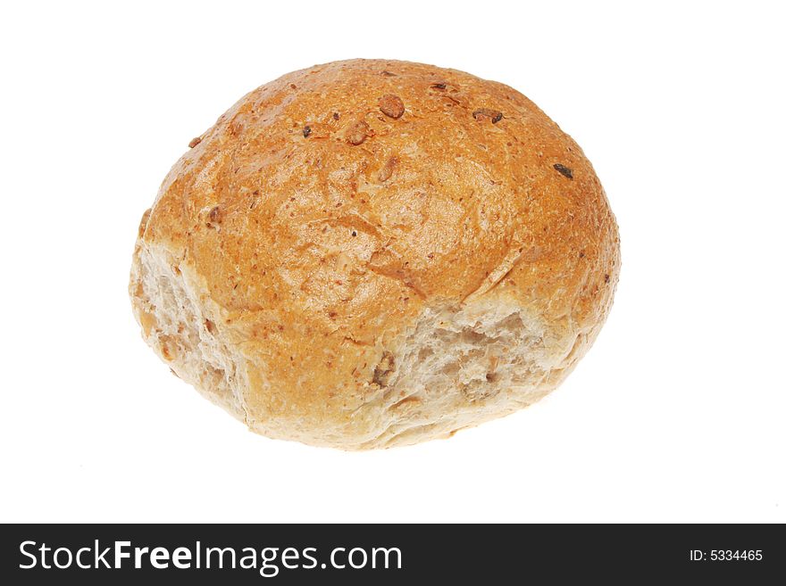 Whole grain bread roll isolated on a white background. Whole grain bread roll isolated on a white background