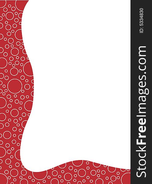 Background with white circles on a red border on the left and bottom and white place for filling with content. Available as Illustrator-file