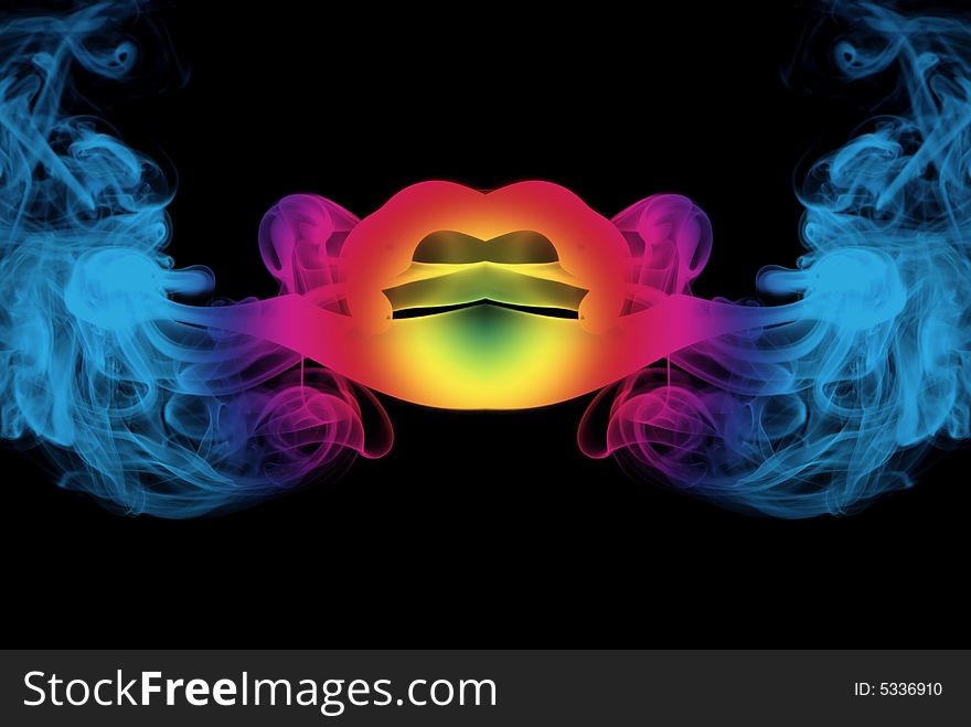 Smoke with colors in black background