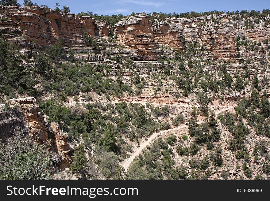 View of the road down  Grand Canyon