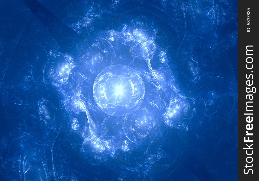 Blue sphere abstract fractal rendering
