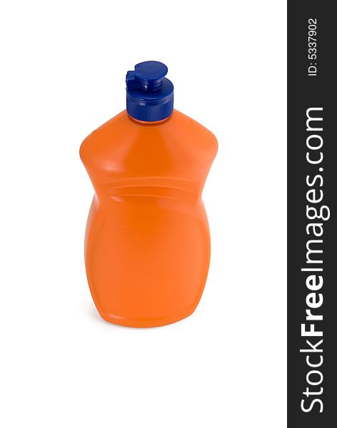 Orange plastic bottle isolated on white background. Orange plastic bottle isolated on white background