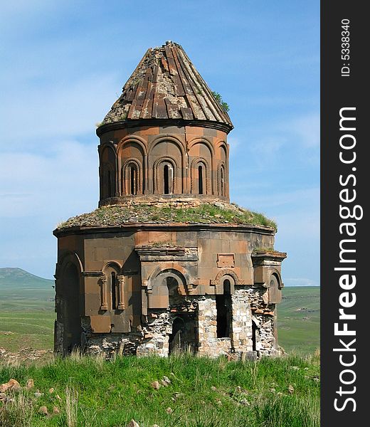 Ruined Armenian church in the city of Ani in Eastern Turkey. Ruined Armenian church in the city of Ani in Eastern Turkey