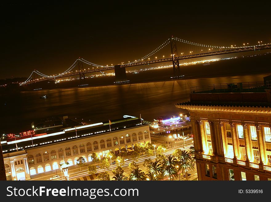 Bay bridge at night