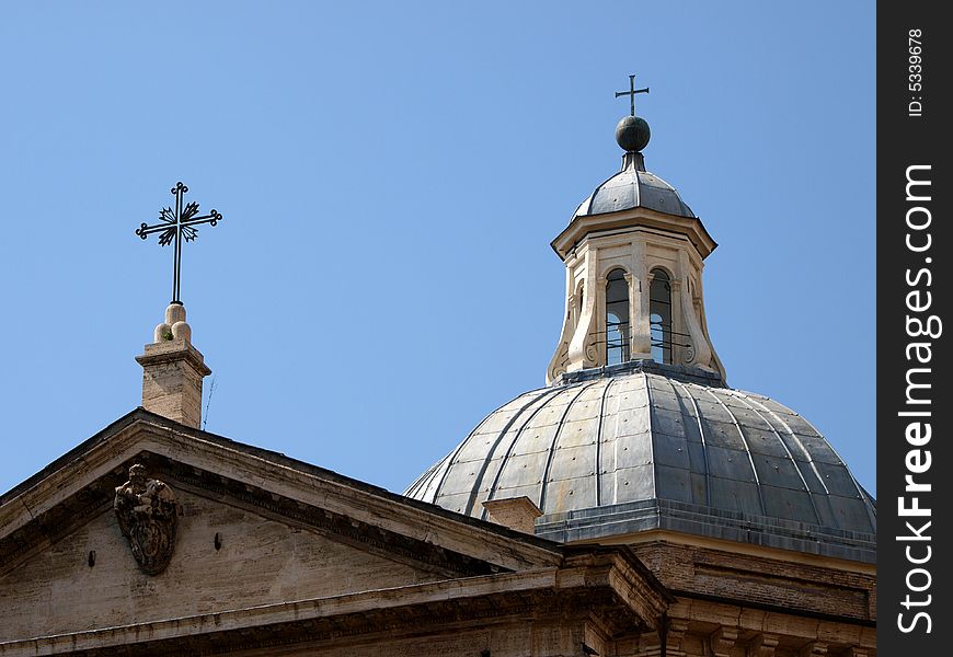 Image of an cupola in the sky of Rome - Italy. Image of an cupola in the sky of Rome - Italy