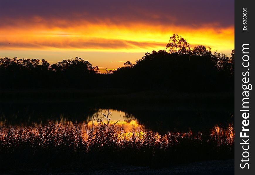 Sunset on the River Murray, Australia. Sunset on the River Murray, Australia.