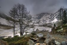 Apry Lake With Snow And Clouds Stock Photos