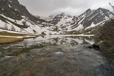 Apry Lake With Snow And Clouds Royalty Free Stock Photos