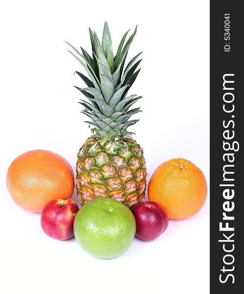 Composition of  tropical fruits isolated on wfite background. Composition of  tropical fruits isolated on wfite background