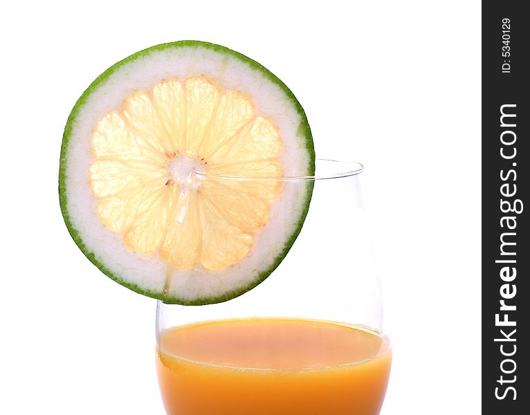 Orange juice with grapefruit slice