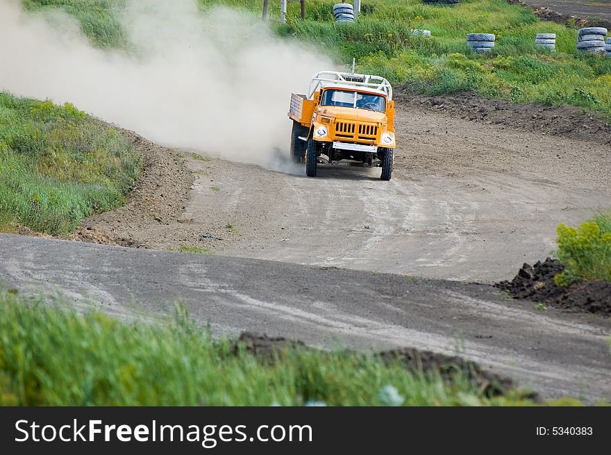 Lorry in competition in rally off-road. Lorry in competition in rally off-road