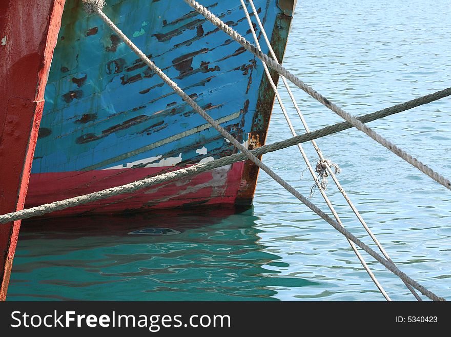 Peeling paint on Hout Bay harbour fishing boats. Peeling paint on Hout Bay harbour fishing boats