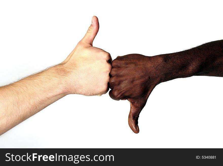 Black and white males hands. Black and white males hands