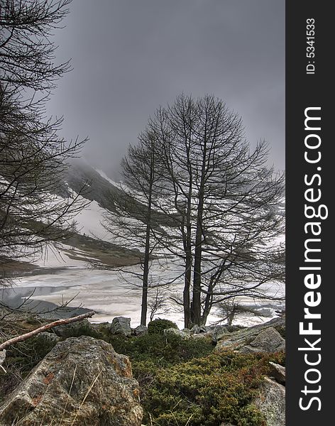 Apry Lake With Snow And Clouds