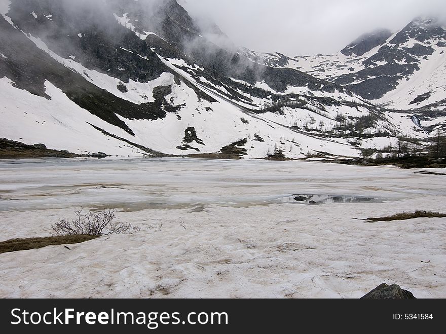 Apry Lake With Snow And Clouds