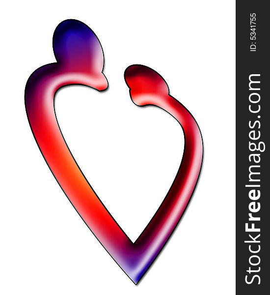 Heart with two people style logo careing