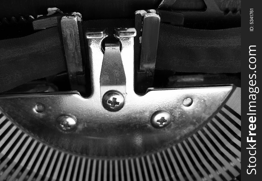 Macro of typewriter ribbon in monochrome